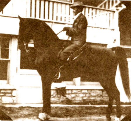 Mr. R. A. Long on his great saddle gelding, Redbuck