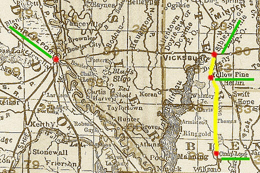 The Route of the Sibley, Lake Bistineau & Southern Railroad.
